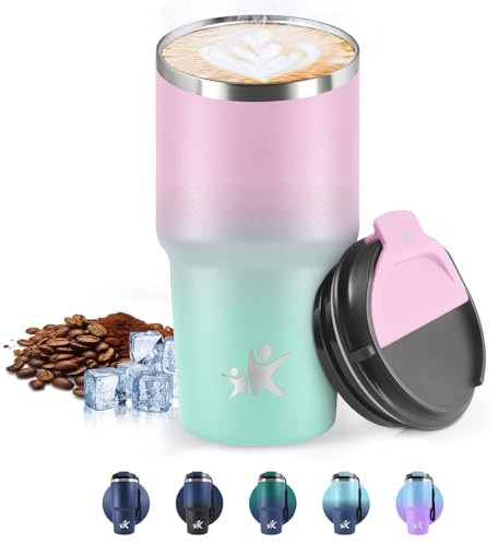 HoneyHolly Termo Cafe 600 ML, Reutilizables, Vaso Termico Cafe Antigoteo para Coche, Acero Inoxidable 304, Taza Termica Para Llevar, Termo Café Hermético para Café Frío y Caliente, Leche y Té