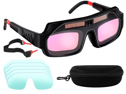 Lainiaoly Lunettes de Soudage - Lunettes de Soudeur à Assombrissement Automatique | Visière Ventilée Ajustable Résistant aux UV pour Travaux Construction Meulage Industriel Réparation Automobile