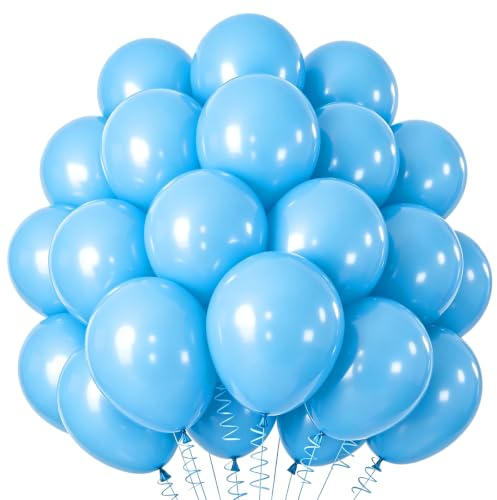 Luftballon Girlande Blau, 60 Stück 12 Zoll Hellblau luftballons, Hellblaue Girlande Luftballons Geburtstag Set, Pastell Blau Latex Ballons Set für Geburtstag Hochzeit Festival Party Deko