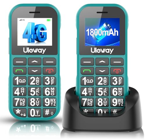 Tosaju 4G Téléphones Portables pour Personnes âgées sans contrat avec 1800mah Batterie Gros Bouton téléphone Portable Facile Gros Bouton Handy avec Station de Charge SOS Bouton d'appel d'urgence