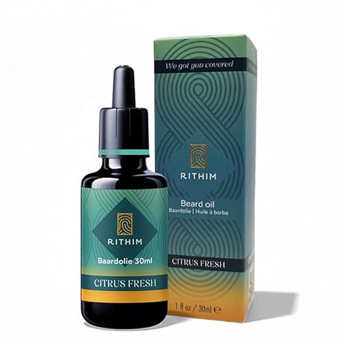 Rithim Citrus Fresh Bartöl 30ml - Bartpflege | Frischer Zitrusduft | Ultraleichte Hydratation | Vitamin-C Boost mit u.a. Orangen-, Grapefruit- & Zitronenkernöl
