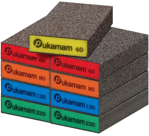 Sec et Humide Éponge Poncage 67x97x22mm Grain 40/60/80/120/220 Papier Abrasif Flexible Eponge Abrasive Polir Cloisons Sèches Métal et Peinture
