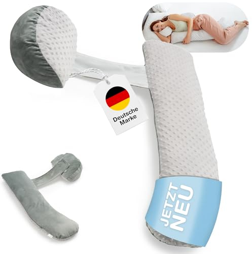 BabybeFun kompaktes Schwangerschaftskissen zum Schlafen gegen Rückenschmerzen - Extra Komfort Dank Verstellfunktion - Pregnancy Pillow - Waschbar - Flexible Füllung