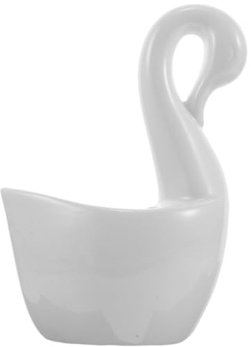 CONGARTENO Portaposate da Tavolo in Ceramica Bianca a Forma di Cigno Organizer per Posate e Utensili da Cucina Capacità Extra Large Porta Forchette e Cucchiai per Piano di Lavoro Domestico