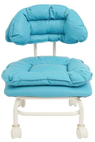 Rullpall upp till 150 kg med ryggstöd och 4 vridbara hjul, 32 x 33 x 55 cm kontorspall