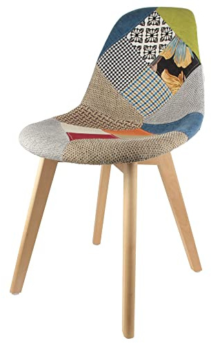 The concept factory Chaise Scandinave - Patchwork - Multi Couleur