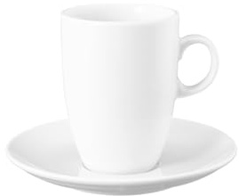 Seltmann Weiden VIP. Milchkaffeetasse mit Untertasse, 360 ml, Robustes Kaffeeeschirr in klassischem Weiß, Hohe Tasse, Porzellan, Spülmaschinen- & Mikrowellenfest