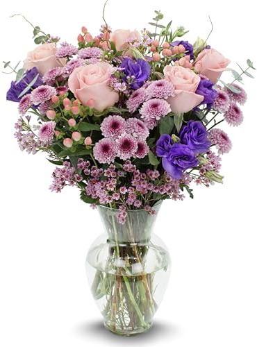Stargazer Barn – Pretty in Pink Bouquet with Vase – Mother’s Day Flowers for Mom – Fresh Flower Delivery, Farm Fresh, Hand-Tied in USA, Ready to Gift