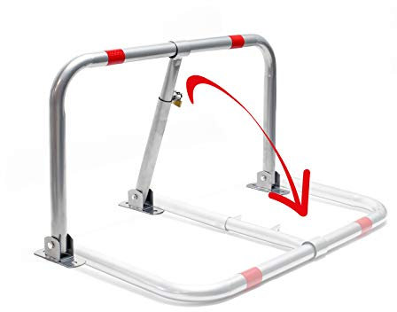 WilTec Barrière de Parking Rabattable Cadenas Bloc Arceau avec Bandes réfléchissantes Stationnement