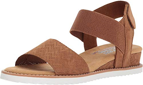 Skechers Women's Bobs Desert Kiss Wedge Sandal Chestnut 8 Wide