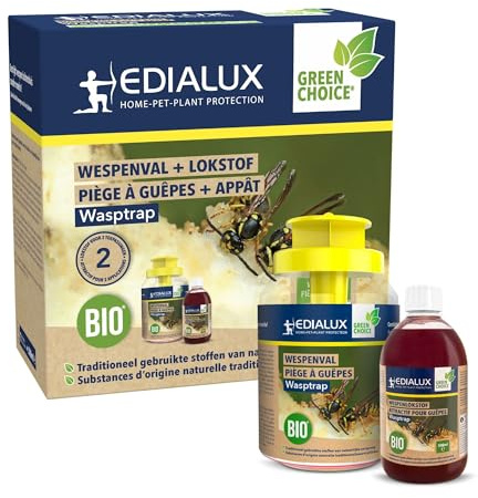 Edialux Wiederverwendbare wespenfalle mit 500ml natürlichem lockmittel, umweltfreundlich und kindersicher, mittel gegen wespen und hornissen, einfach aufzuhängen, langlebiger schutz im garten