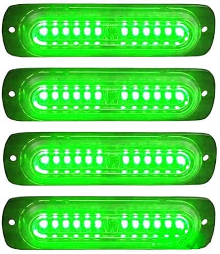 luces estroboscópicas LED para coche, paquete de 4, 12 V/24 V, luz intermitente de emergencia, luz de policía para camión, vehículo todoterreno, vehículos todo terreno (Verde)