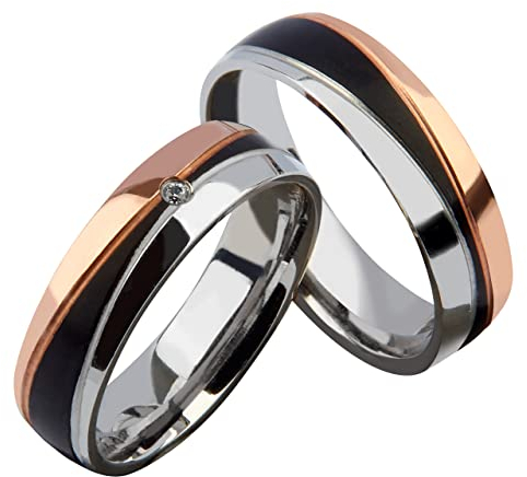 Eheringe Partnerringe Verlobungsringe Edelstahl mit Zirkonia + Gravur Antragsringe Trauringe Eheringe