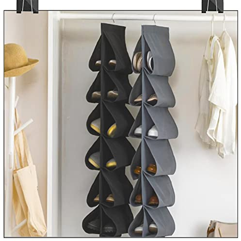 momgyaamz Hängeorganizer Schuhregal Hängender Schuh Organize - 117 * 32CM Schuhaufbewahrung mit 12 Taschen, Ordnungssystem für die Tür, Schuhregal Tür zur Schuh-aufbewahrung, schwarz, 1 Stück