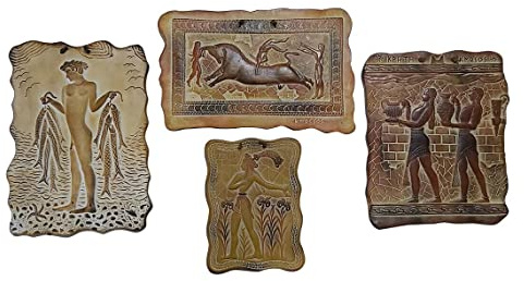 Set mit 4 minoischen Keramikfliesen, Wandrelief, Dekor Knossos Palace