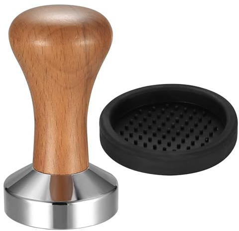 Coffee Tamper 51mm, Espresso Coffee Tamper, Espresso Press Barista Tamper with Stainless Steel Base & Wooden Handle for Coffee Grounds Barista Espresso Machines Accessories