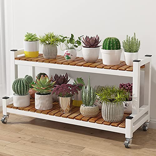 Blumenregal Pflanzenregal Gartenregal, 2 Etagen, Pflanzenständer, Blumentopfständer, Halter, Pflanzgefäß, Ausstellungsregal, Metall + Holz, Blumentopfhalter, Leiter, Pflanzenständer für Innen- und Au