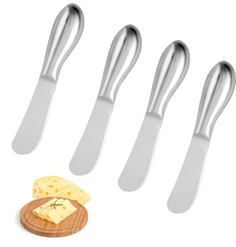 HXSYKJDM 4 Stück Buttermesser, Käsemesser, Klein Brotzeitmesser Set Edelstahl Marmelade Messer Tafelmesser für Käse Gebäckherstellung