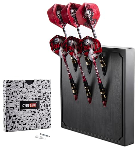 CyeeLife Dart Halter aus Kunststoff für 6 Darts,Wall Mounted Dart Holder, Dartpfeile Halterung für Aufbewahrung von Steeldarts und Softdarts,Dart Zubehör (Black Matte Finish)