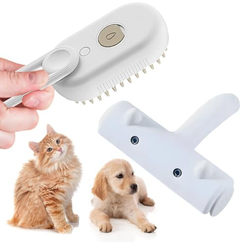 Cepillo Para Gatos y Perros, Quita Pelos Mascota, Pack Cepillo Vapor Para Gatos, Cepillo Gatos Quitapelo para Eliminar Pelo Suelto de Forma Rápida y Eficazmente, Ideal para un Pelo Suave y Brillante