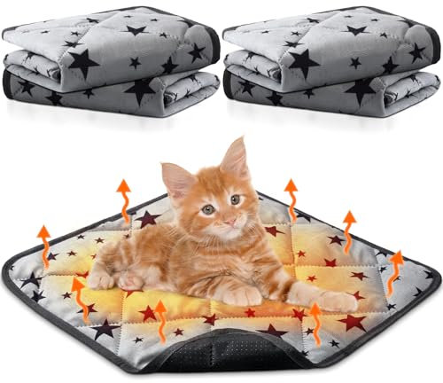 Namalu 4 Selbstwärmende Katzendecken Hundedecke mit Stern Muster Warme Weiche Decke für Haustier Waschbares Hundebett rutschfeste Decke für Outdoor Indoor (Quadrat, 45 x 45 cm)