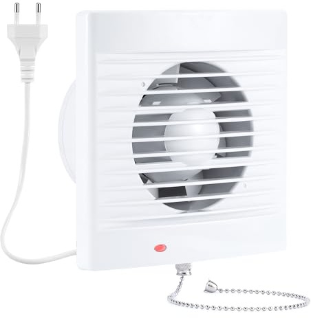 Hose Vary 100mm Ventilateur, VMC, Extracteur d'Air avec Clapet Anti-Retour,Interrupteur à Chaînette pour Salle de Bain, Cuisine, Bureau, WC, Silencieux