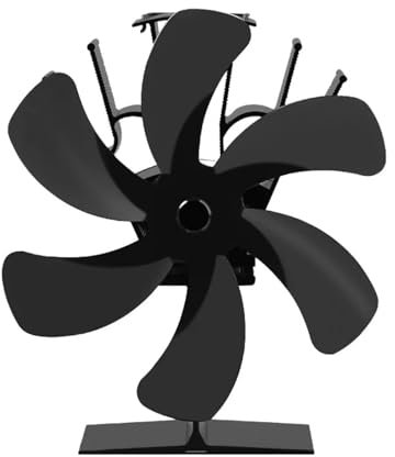 Ventilador Estufa Leña Ventilador de estufa de 6 aspas alimentado por calor Ventilador de chimenea negro Quemador de leña Ventilador de chimenea silencioso for el hogar Distribución eficiente del calo