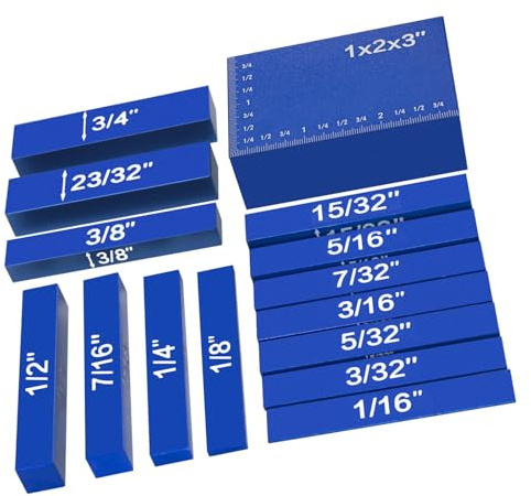 Juego de 15 bloques de configuración de medidor de altura para enrutador, carpintería, carpintería, herramienta de enrutador, accesorios