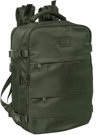 safta - Zaino da viaggio in cabina per laptop da 15,6, ideale per giovani di età diverse, comodo e versatile, qualità e resistenza, 29 x 19 x 44 cm, verde militare, M, Verde militare, M, Casual