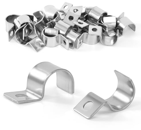 Yesaler Einzelloch U-Rohrschellen 16mm Edelstahl Rohrbefestigung Befestigungsschelle Einzelloch für Kabel Wasserrohre 25 Stück