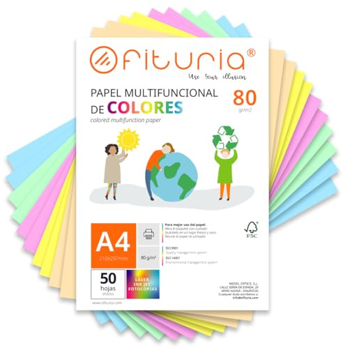 Färgade ark, 50 ark A4 80gr - färgpapper för hantverk, skrivare, scrapbooking, färgglada blad, perfekt för origami, vikning, kontor och skola (pastellsortiment, 50 h)