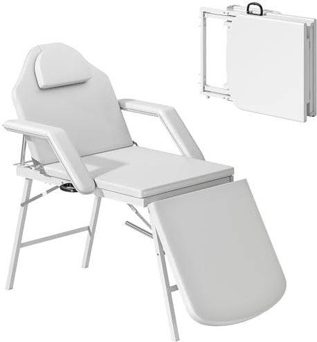 HOMCOM Kosmetikliege, Klappbar 3 Zonen Massageliege, Weiß