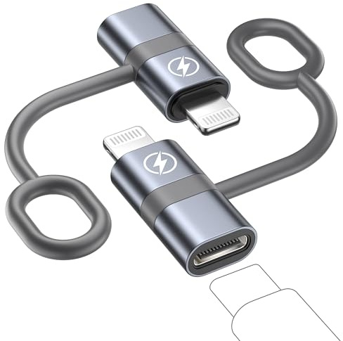 Adaptador USB C a Lightning 2Pack, Adaptador Tipo C a Lightning Carga Rápida y Sincronización de Datos con Lazo Antipérdida para iPhone 14 13 12 11 Pro Max Mini X XR XS/iPad/AirPods, No para Audio/OTG