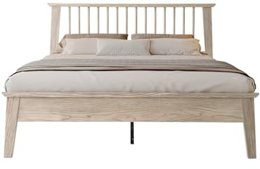 Full Size Solid Wood Platform Bed Frame, Headboard & Footboard, Easy Assembly, 12 Sturdy Slatted Base, Centre Metal Legs, No Box Spring Needed, Noise-Free & Slip-Free, Driftwood Gray Oak Finish YUF-33