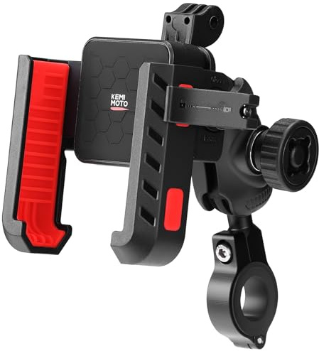 KEMIMOTO Motorcycle Phone Mount with Anti-Theft, Anti-Vibration Dampener Mount One-Hand Operation 360° Adjustable for Motorcycle Bike ATV Scooter Golf Cart Fit 4.7-7.2 Cellphone