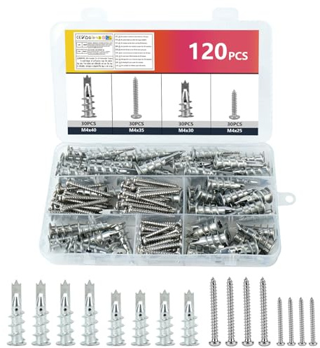 LiangSanXin 120 Tacos Tornillos Acero Inoxidable Placas de Yeso