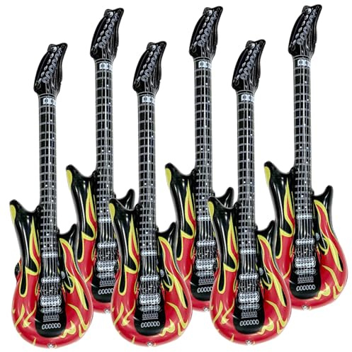 Hotainoys Chitarre gonfiabili per Bambini, Chitarra Gonfiabile in PVC Impermeabile da 6 Pezzi, Chitarra Giocattolo da 36, 6 Pollici, Strumenti gonfiabili per bomboniere
