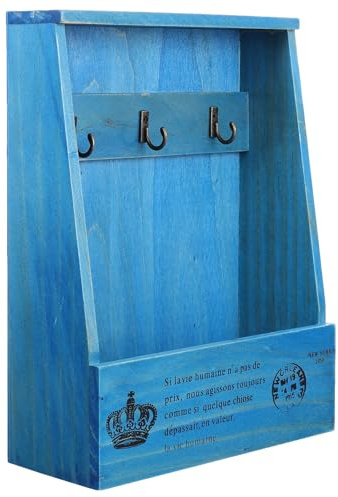 Ciieeo Scatola Portachiavi in Legno Blu Design Elegante da Parete Facile da Installare e Uso Duraturo per Corridoio e Decorazione della Stanza