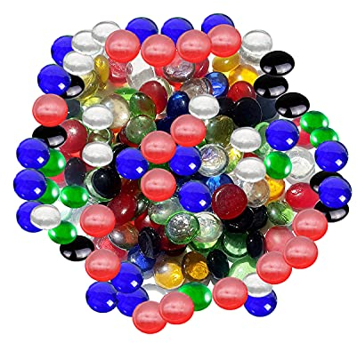 ARSUK Bunte Glassteine Deko – 70–80 Stück (ca. 455 g) Glasnuggets 17–20 mm | Runde Muggelsteine in Mischfarben für Vase, Aquarium, Basteln, Tischdeko & DIY | Glänzende Dekosteine aus Glas