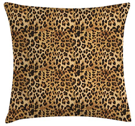 ABAKUHAUS marrón Funda para Almohadón, Estampado de Leopardo, Decorativo, Estampado en Ambos Lados, 50 x 50 cm, Marrón