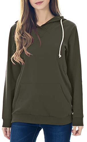 Smallshow Schwangere Pflege Damen Langarm Stillen Shirt Sweatshirt Kapuzenpullover Stillzeit Army Green S