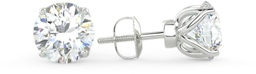 IGI Certified 1 Carat Lab Grown Diamond Round Stud Earrings for Women I 14k White Gold Earrings (G-H, VS1-VS2, 1.00 cttw) 4-Prong Brilliant Cut Diamond Earrings I Push Back Studs by Carbon Atelier