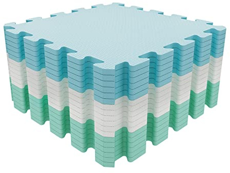 Mocosy Golvmatta, pusselmatta, 30 cm x 30 cm, sammankopplade golvmattor, skyddande golvmatta, golvpussel, mjuk matta i skumgummi, lekmatta, matta för gym