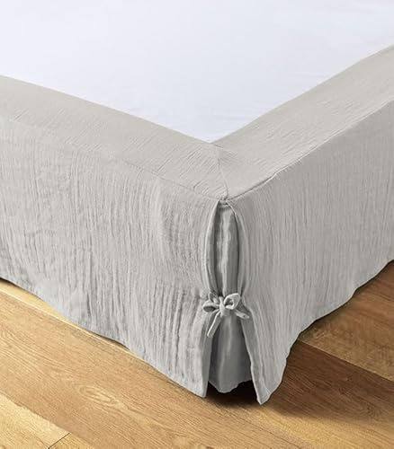 Cache sommier L’Effet Papillon - Housse sommier 100% Double Gaze de Coton Hauteur 30cm [ Cache-sommiers ] (Gris Nuage, 160x200 cm)