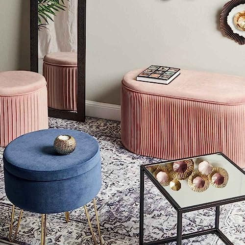 Home Arredo Casa Cassapanca Contenitore ARHIS con Interni in Legno Massello e Rivestimento in Velluto - Rosa