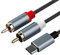Type C to 2 RCA Cable, 1M Phono to USB C Gold-plated Audio Cable Y Splitter Compatible With iPhone15 Pro Max Huawei Samsung Galaxy Phone Pixel Tablet Amplifier Speaker Turntable Car Stereo