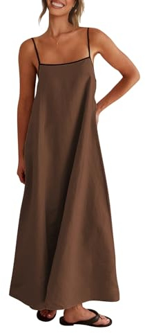Shy Velvet Women's Linen Maxi Dress Spaghetti Strap Casual Boho Dress
