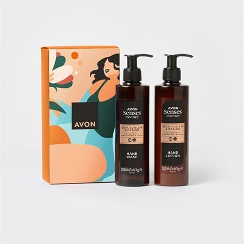 Avon Senses Essence Duo Geranium & Orange Hand Care Set Hand Wash 250ml + Hand Lotion 250ml Gift Boxed & Sealed
