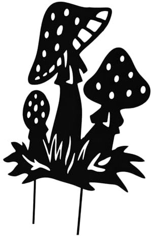 YARNOW Solar Fairy Garden Mushroom Stake Metal Sculpture Rustic Outdoor Garden Statue Art
