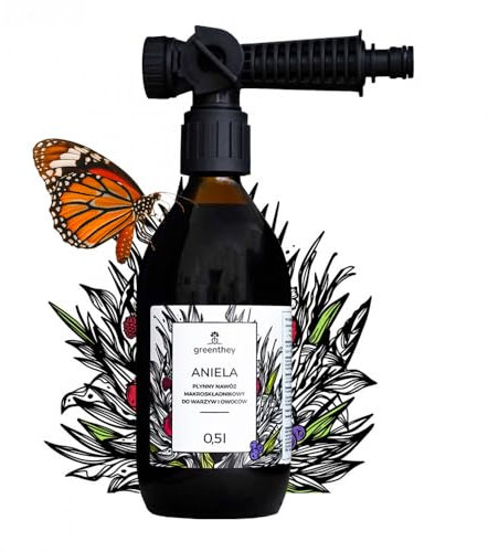 Greenthey Abono Líquido para hortalizas y frutas con pulverizador - Favorece el crecimiento, la formación de frutos y la resistencia | Abono vegetal para 200m² | Orgánico | 0,5 Litros